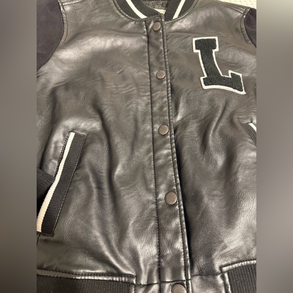 Levis Womens Mixed Media Letterman Varsity Black Bomber Jacket Size Small - Picture 5 of 16